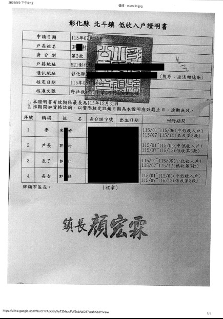【11507299】口腔癌復發再度面臨治療，急難救助守護一家人的生活